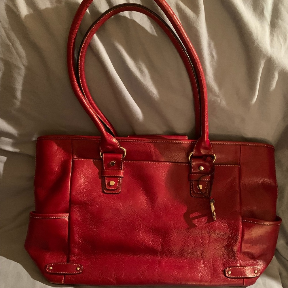 Aigner red tote bag